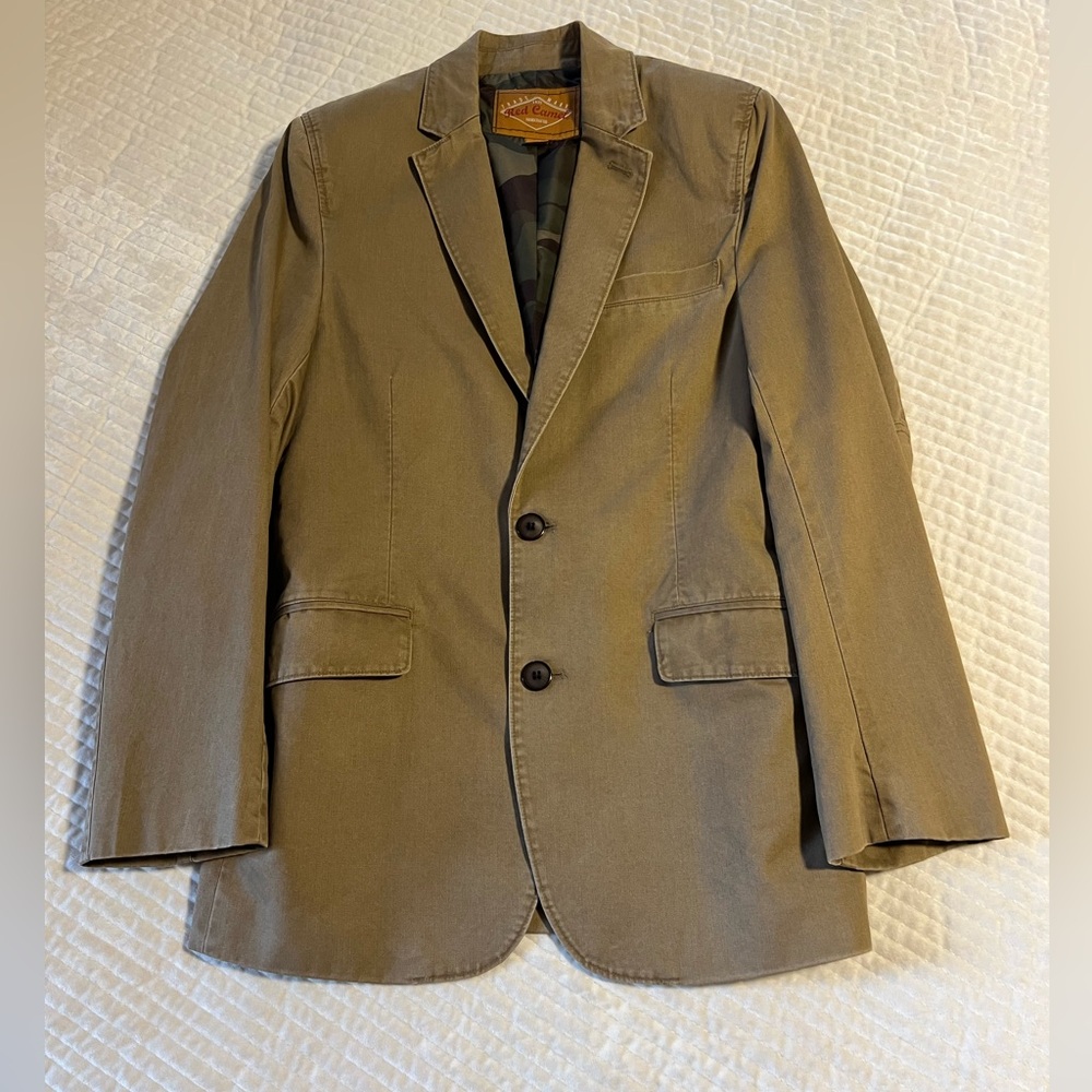 Men’s Tan Sports Coat W/ Camouflage Lining Size Small